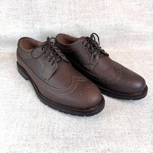 GH Bass Andrew Wingtip Oxford Shoes men's size 9.5 Brown leather lace up Preppy